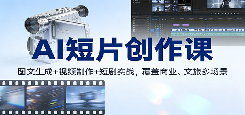 AI短片创作课：图文生成+ 视频制作+短剧实战，覆盖商业、 文旅多场景-极速搞钱云网创