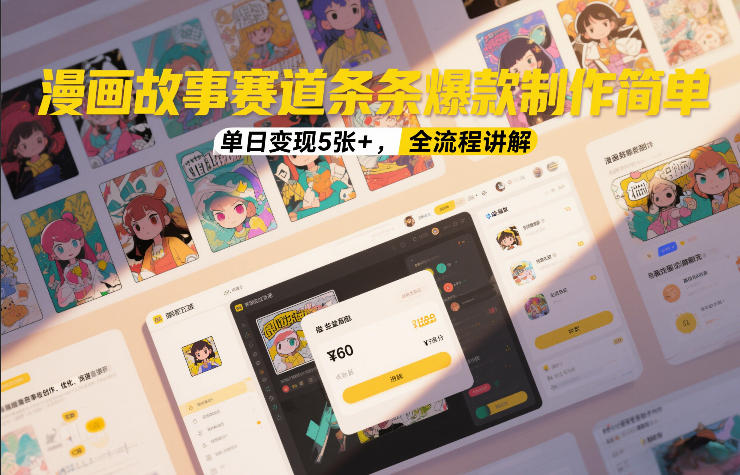 漫画故事赛道条条爆款制作简单,单日变现5张+,全流程讲解-极速搞钱云网创