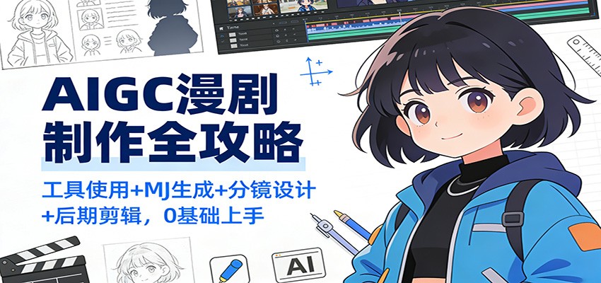 AIGC漫剧制作全攻略：工具使用+MJ生成+分镜设计+后期剪辑，0基础上手-极速搞钱云网创