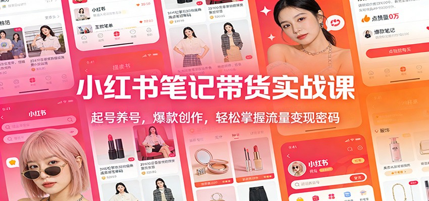 小红书笔记带货实战课:起号养号,爆款创作,轻松掌握流量变现密码-极速搞钱云网创