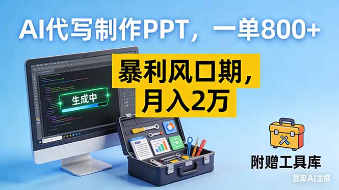 AI代写制作PPT,一单800+, 暴利风口期,月入2万【附工具】-极速搞钱云网创