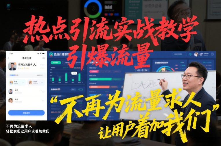 热点引流实战教学,引爆流量,不再为流量求人,轻松实现让用户求着加我们-极速搞钱云网创