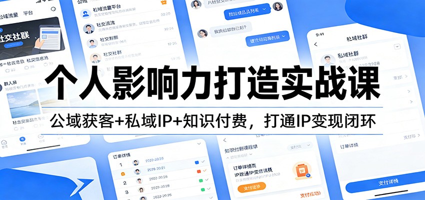 个人影响力打造实战课:公域获客+私域IP+知识付费,打通IP变现闭环-极速搞钱云网创