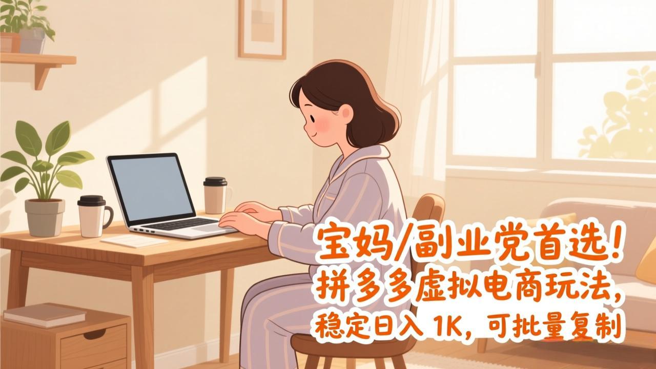 宝妈 / 副业党首选!拼多多虚拟电商玩法,稳定日入 1K,可批量复制-极速搞钱云网创