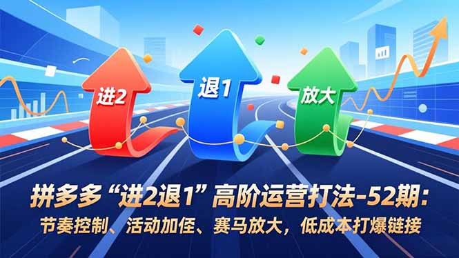 拼多多“进2退1”高阶运营打法-52期：节奏控制、活动加权、赛马放大，低成本打爆链接-极速搞钱云网创
