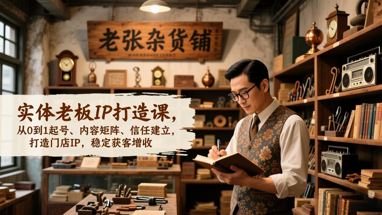 实体老板IP打造课，从0到1起号、内容矩阵、信任建立，打造门店IP，稳定获客增收-极速搞钱云网创